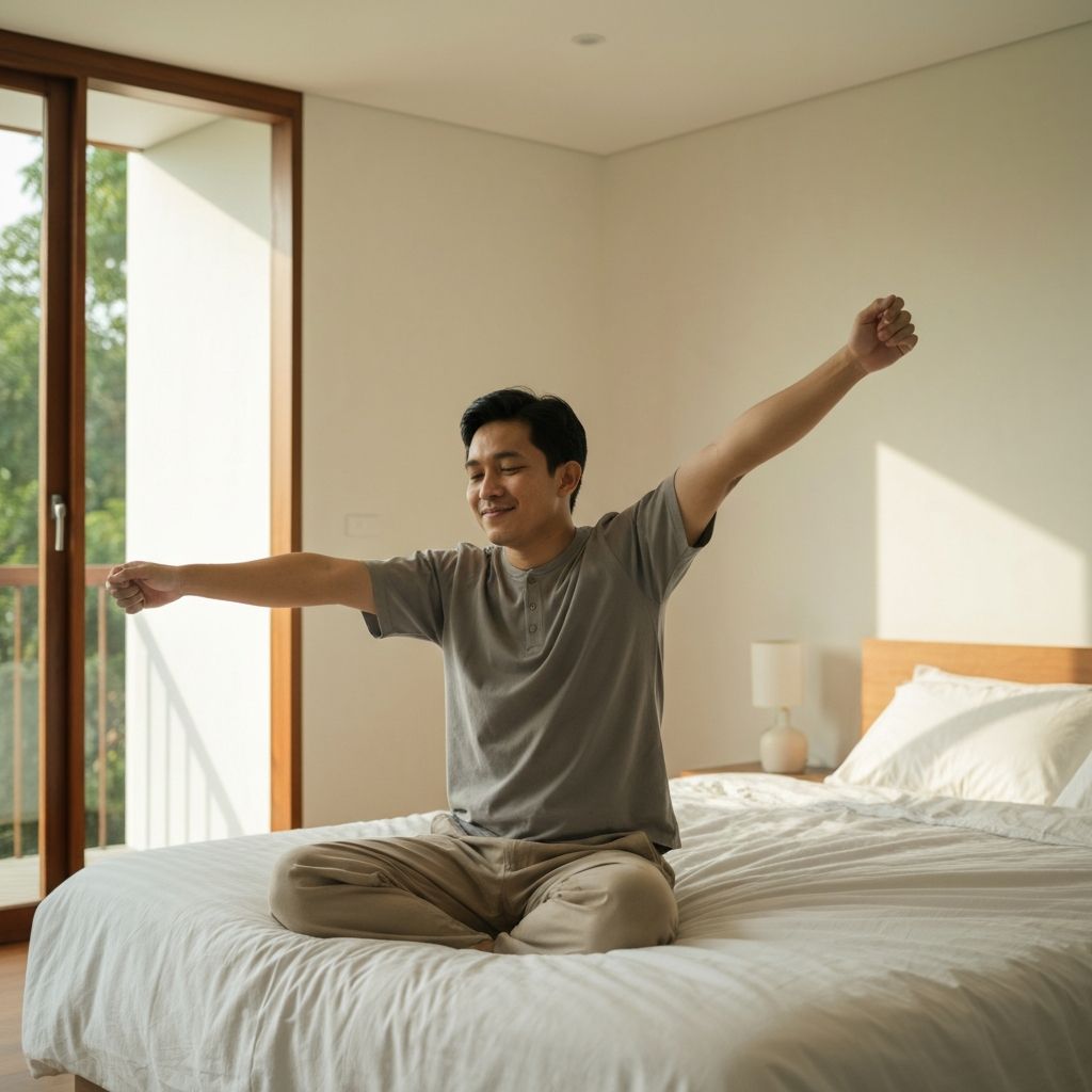 Man waking up in morning